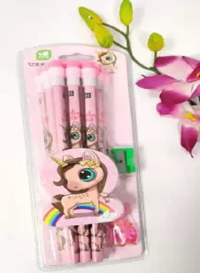 KARIC Unicorn Stationery HB Pencil Set (for Sketching, Writing, for Kids, School Student, Office, Return Gifts with Free Eraser and Sharpener (1 Pack only - Set of 12 Pencils) - Image 2